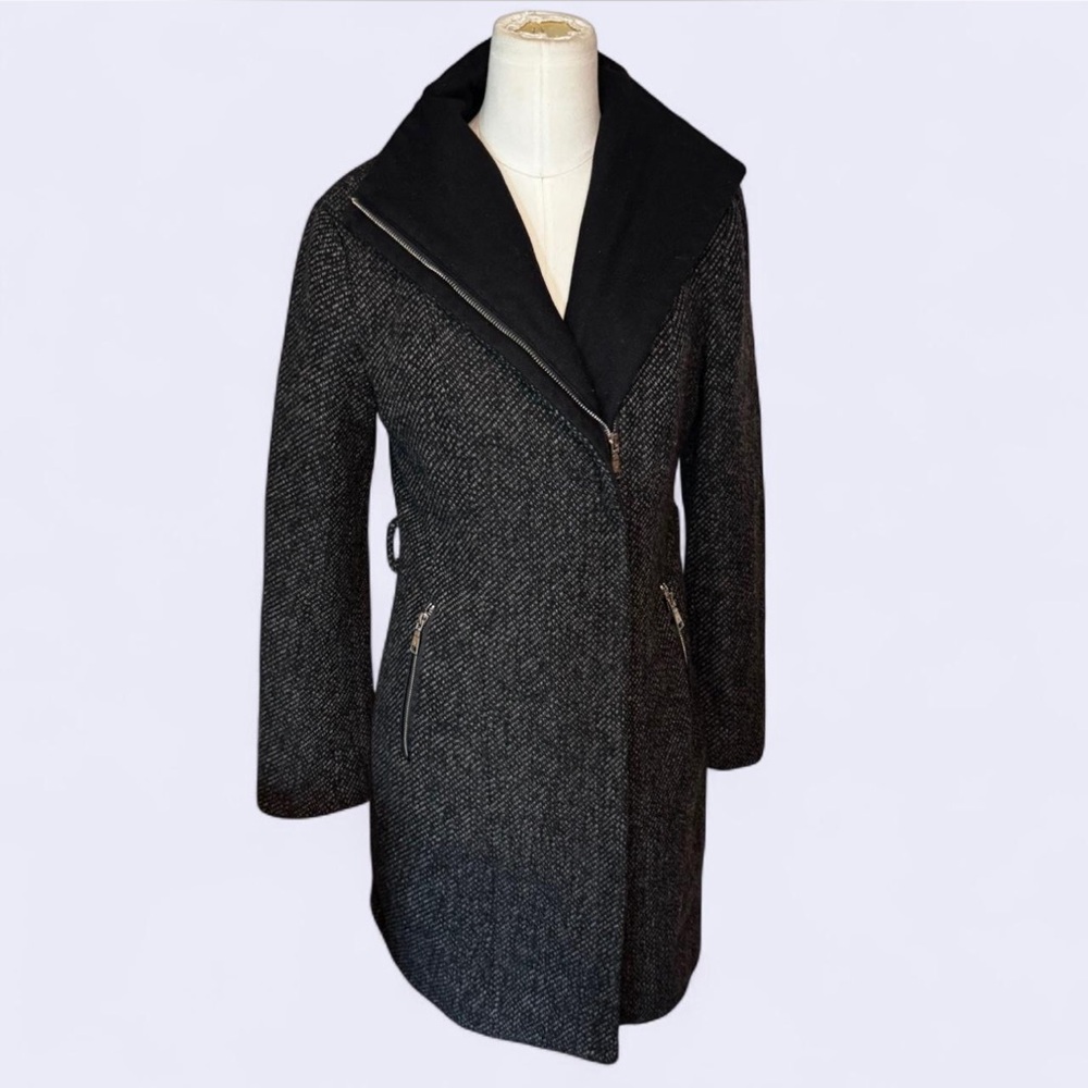 Tahari Black and Gray Trench Coat